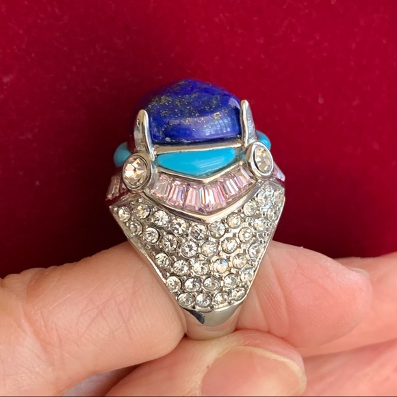 NWT Lapis Lazuli, Turquoise, Pink Zirconia, & White CZ Ring - Picture 13 of 15